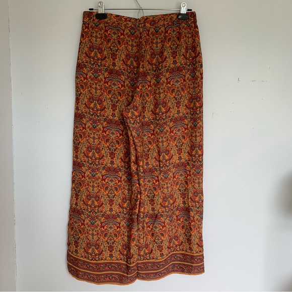 ZARA ORANGE PAISLEY FLOWY PANTS - Picture 7 of 9